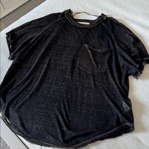 We The Free black sheer oversized with pocket top Sz S